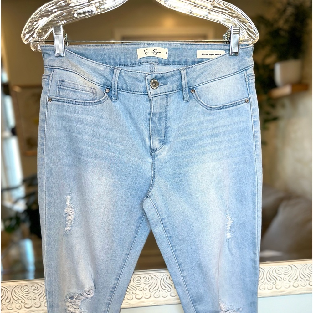 Jessica Simpson Distressed Light Wash Kiss Me Super Skinny Stretch Jeans 29 - Picture 8 of 10
